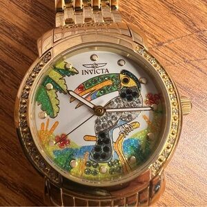 Invicta Gold Watch with Toucan Design 7284 New Battery